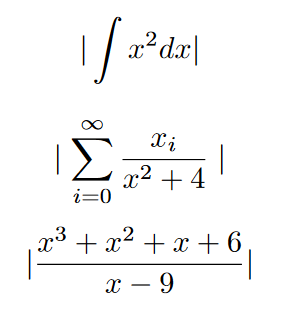 absolute value symbol in LaTeX