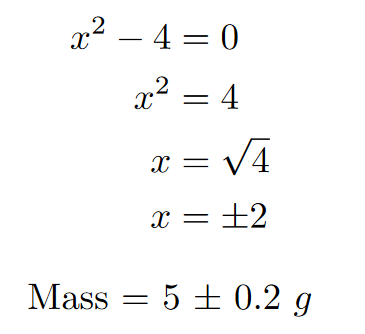 plus-minus symbol in latex