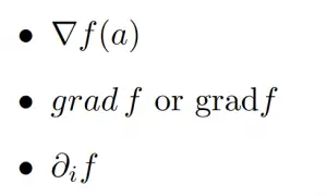 How to write the gradient operator symbol in LaTeX 2025