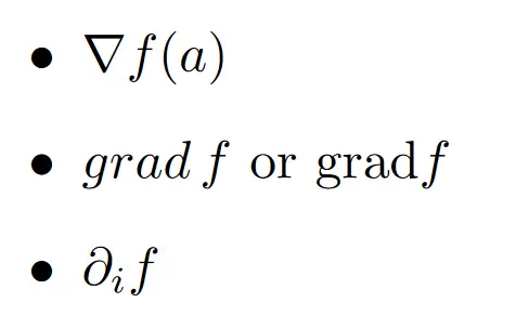 gradient operator symbol in LaTeX