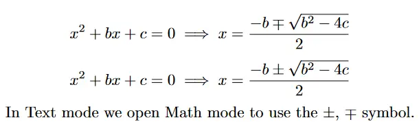 plus-minus symbol in latex