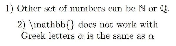 Mathbb Command In Latex : Images created with LaTeX by the author.