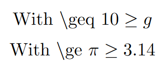 Greater than or equal to symbol in LaTeX : Image source: scijournal Author