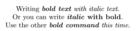 Bold text in LaTeX : Combined effects \bfseries, \textbf{} and \textit{} commands. Image source: scijournal Author