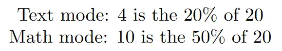 Percent Symbol In Latex : The symbol works in both modes