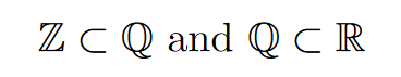 Integer number symbol in LaTeX : The subset relation between numbers set