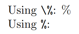 Percent Symbol In Latex : Special characters