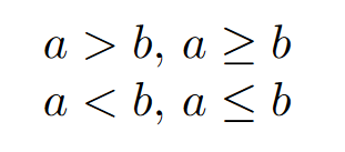 Less Than Symbol In Latex : Left to right: greater than, greater than or equal, less than, and less than or equal