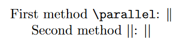 Parallel symbol in LaTeX : Two commands, same expression. Image: author