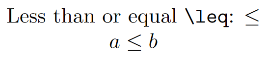 Less Than Symbol In Latex : Non-strict inequality