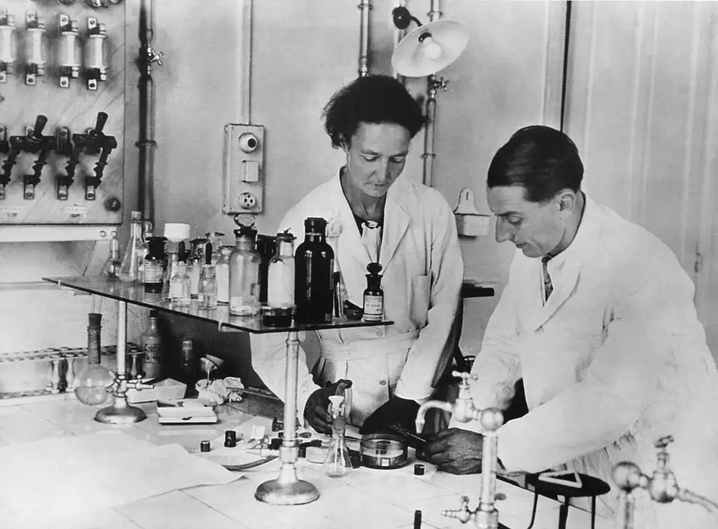 Famous Left-Handed Scientists : Frederic and Joliot Curie. Credits: Encyclopedia Britannica 