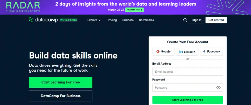 Online Learning Platforms : Credits: DataCamp
