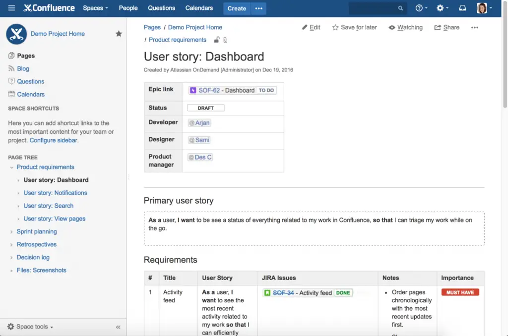 Best Knowledge Management Software for Academics : Credits: Atlassian Confluence