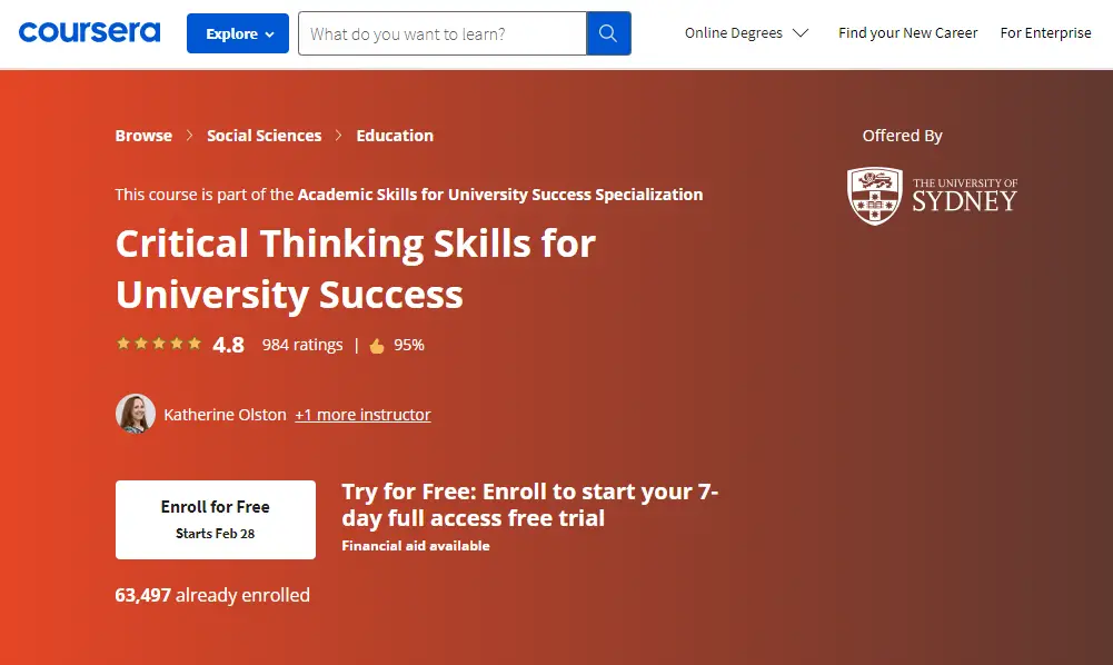 Online Courses for Critical Thinking : Credits: Coursera