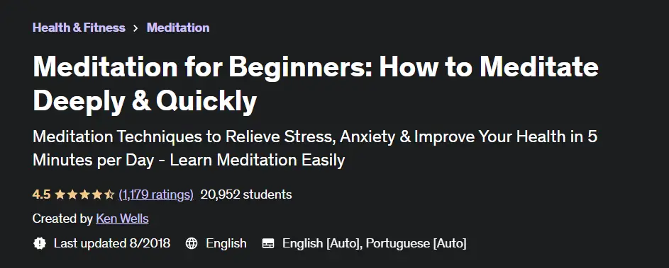 Online Courses for Meditation : Credits: Udemy