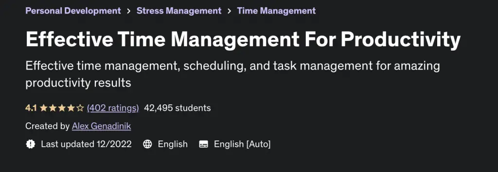 Online Courses for Time Management : Credits: Udemy