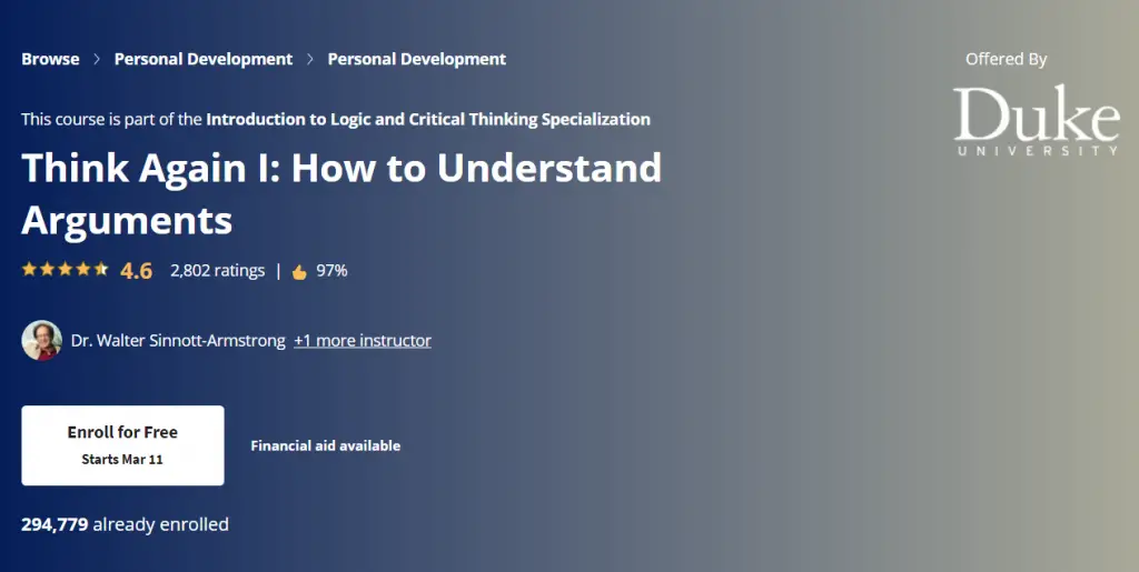 Online Courses for Critical Thinking : Credits: Coursera