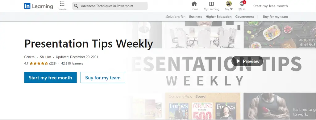 Online Courses for Powerpoint Presentation : Credits: LinkedIn Learning