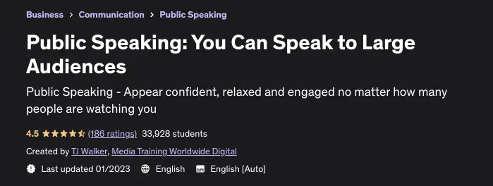 Online Courses for Public Speaking : Credits: Udemy