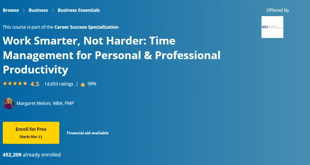 Online Courses for Time Management : Credits: Coursera