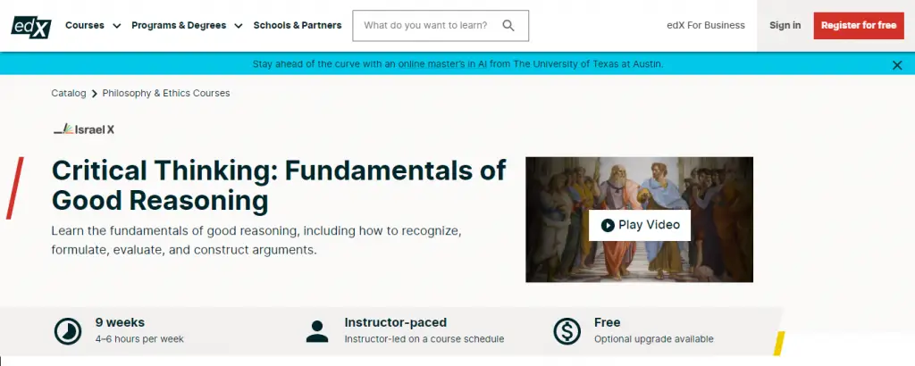 Online Courses for Critical Thinking : Credits: edX
