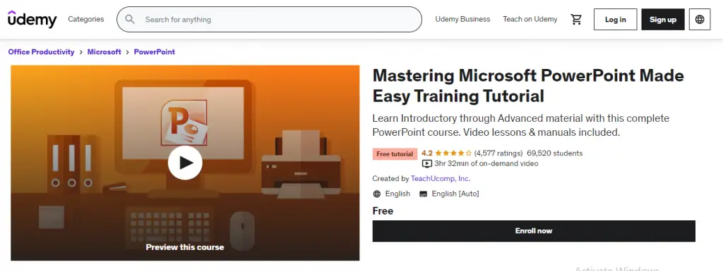 Online Courses for Powerpoint Presentation : Credits: Udemy