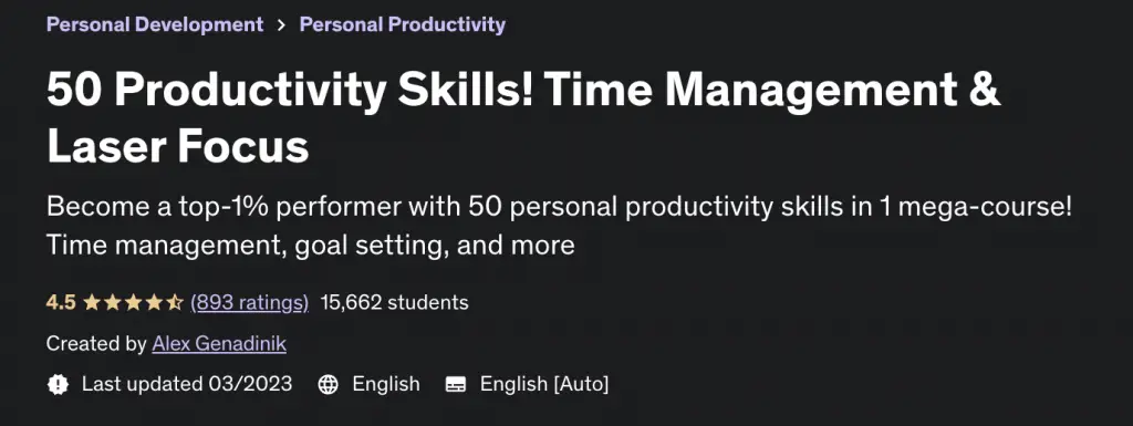 Online Courses for Time Management : Credits: Udemy