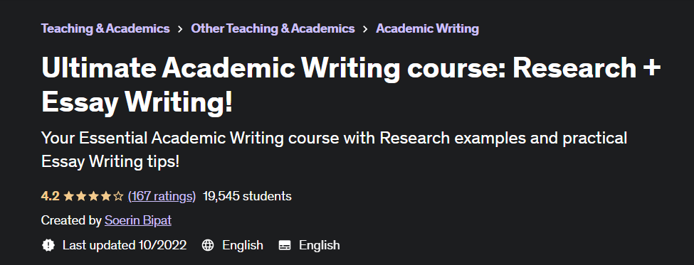 Online Courses for Research Writing : Credits: Udemy