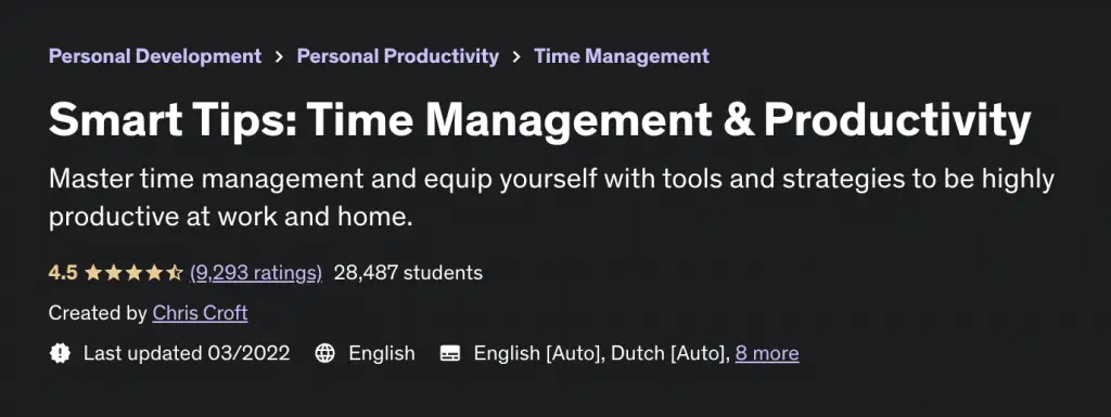 Online Courses for Time Management : Credits: Udemy