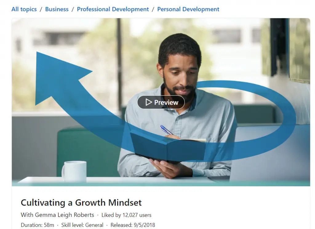 Online Courses for Growth Mindset : Credits: LinkedIn