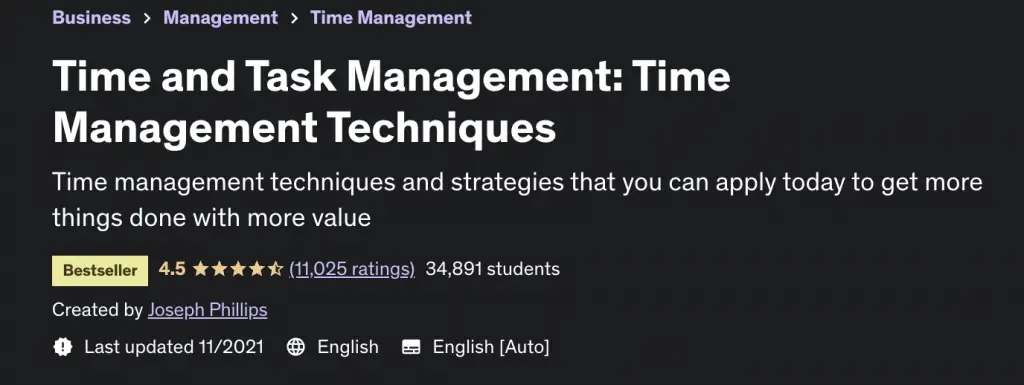 Online Courses for Time Management : Credits: Udemy