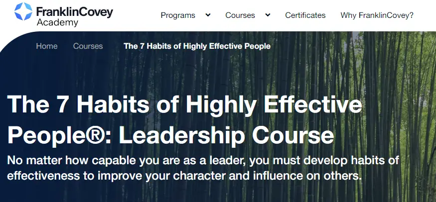 Online Courses for Winning Habits : Credits: FranklinCovey