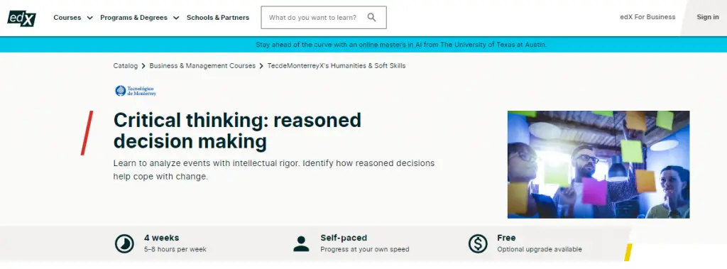 Online Courses for Critical Thinking : Credits: edX