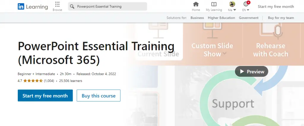 Online Courses for Powerpoint Presentation : Credits: LinkedIn Learning
