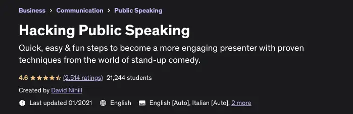 Online Courses for Public Speaking : Credits: Udemy