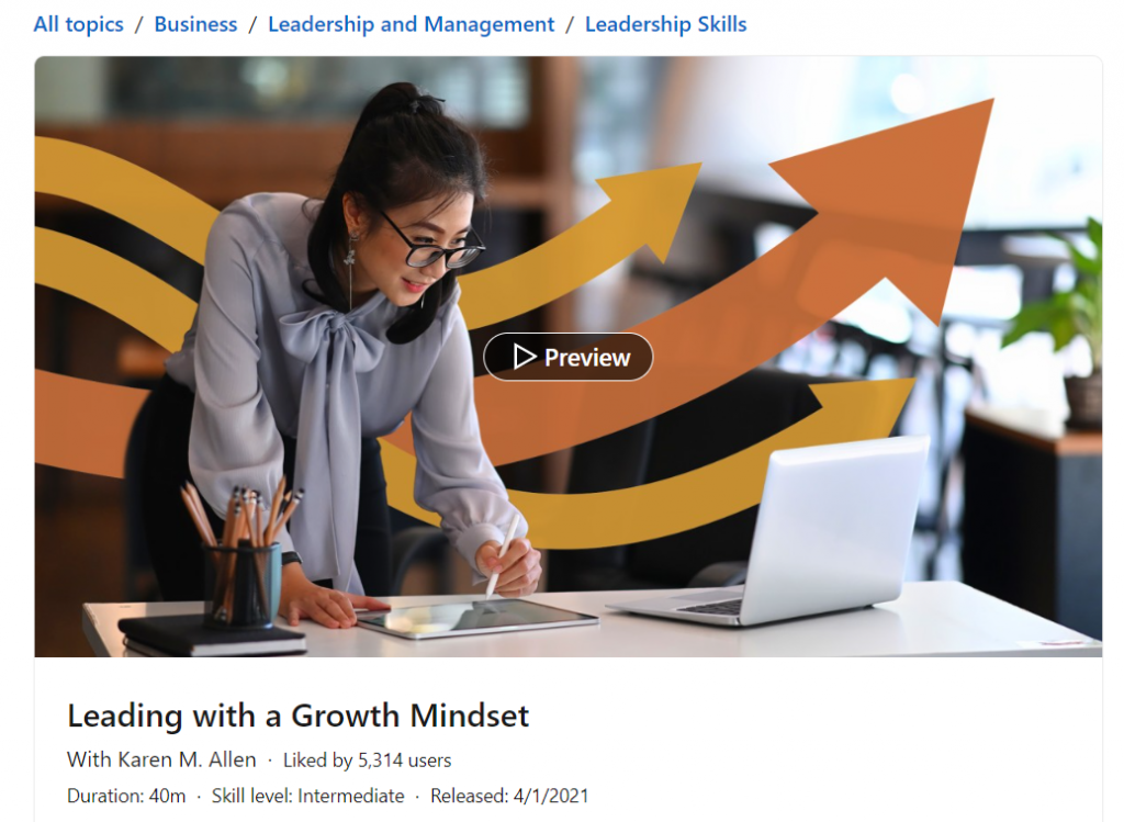 Online Courses for Growth Mindset : Credits: LinkedIn