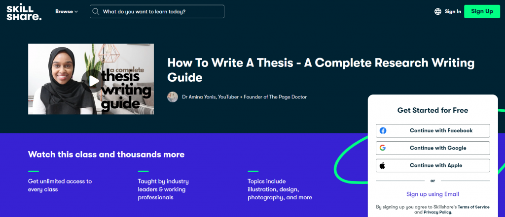 Online Courses for Research Writing : Credits: Skillshare