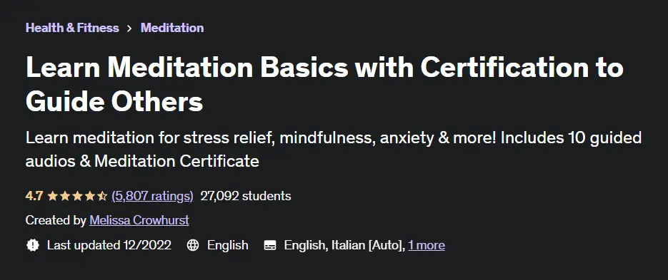 Online Courses for Meditation : Credits: Udemy