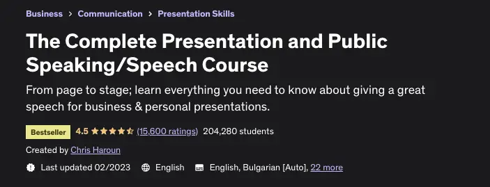 Online Courses for Public Speaking : Credits: Udemy