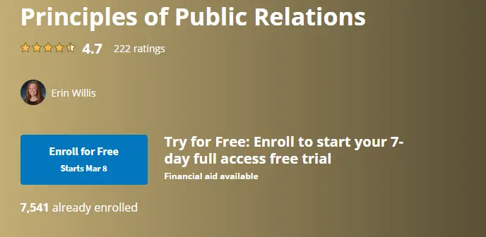 Online Courses for Public Relations :Credits: Coursera