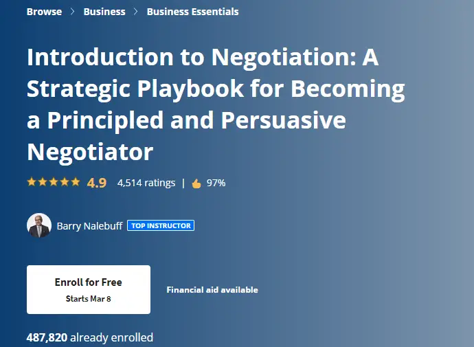 Online Courses for Negotiation : Credits: Coursera