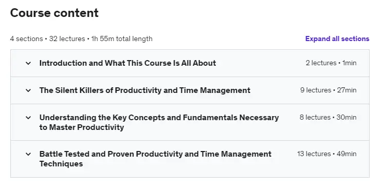 Online Courses for Productivity : Credits: Udemy