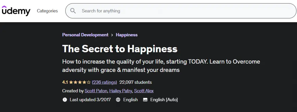Online Courses for Happiness :Credits: Udemy