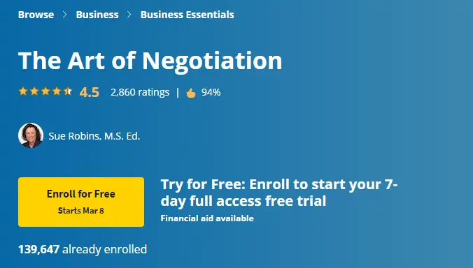 Online Courses for Negotiation : Credits: Coursera