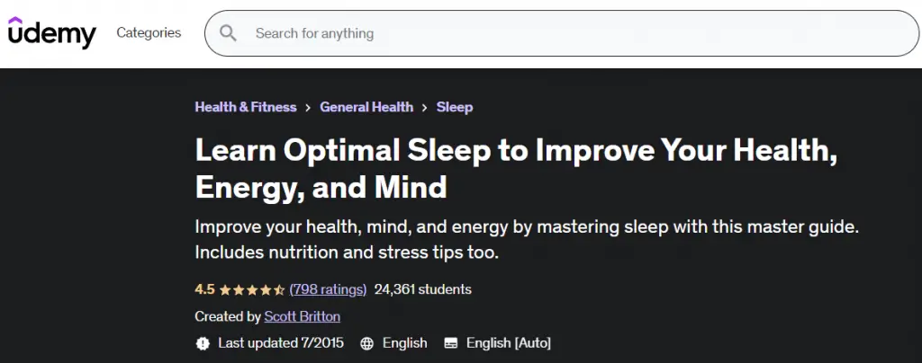 Online Courses for Better Sleep : Credits: Udemy