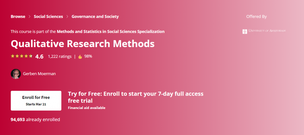 Online Courses for Research Methods : Credits: Coursera