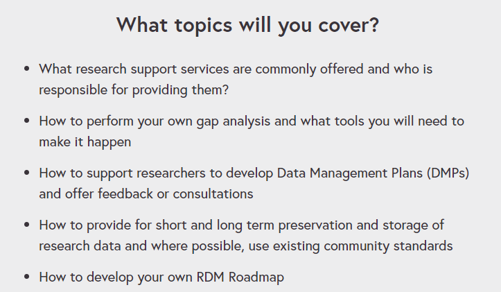 Online Courses for Research Data Management : Credits: Future Learn