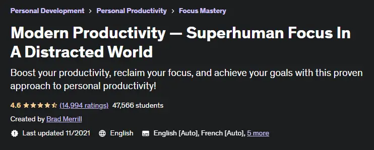 Online Courses for Productivity : Credits: Udemy