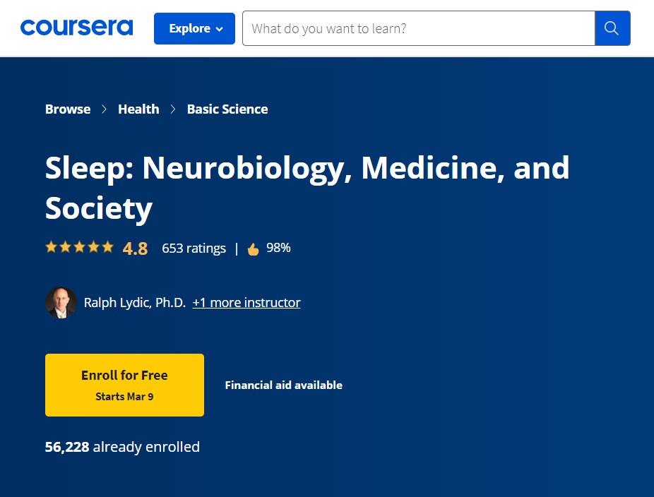 Online Courses for Better Sleep : Credits: Coursera