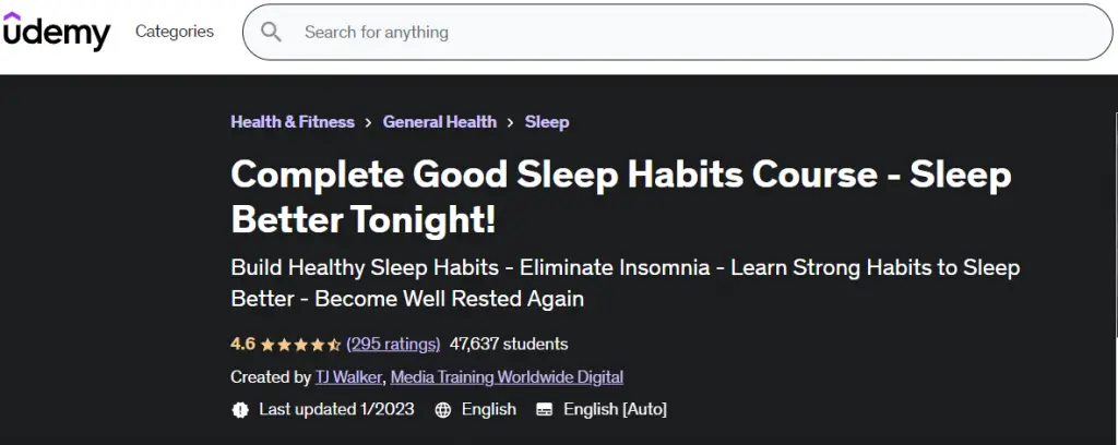 Online Courses for Better Sleep : Credits: Udemy